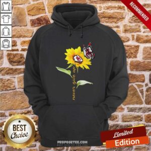 Alternative view of Sunflower And Butterfly Kansas City Chiefs Football Never Give Up Shirt