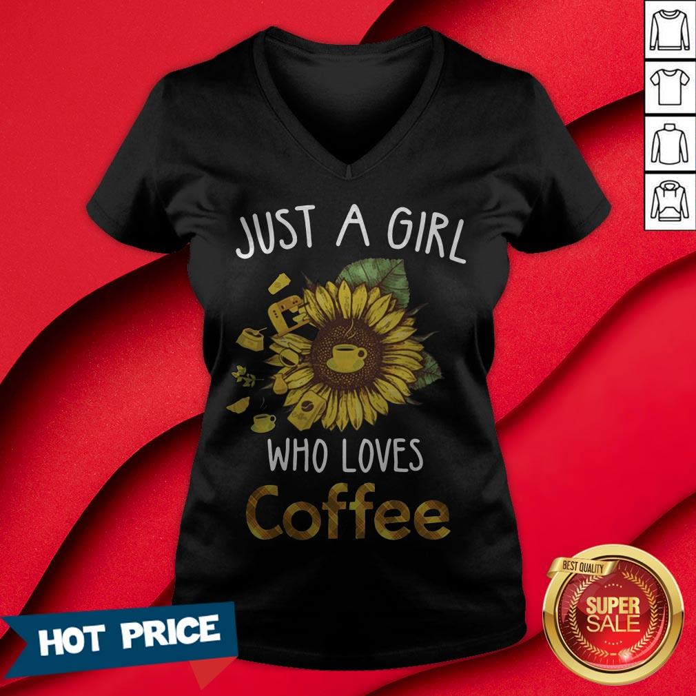 Sunflower Just A Girl Who Loves Coffee T-Shirt - Image 3