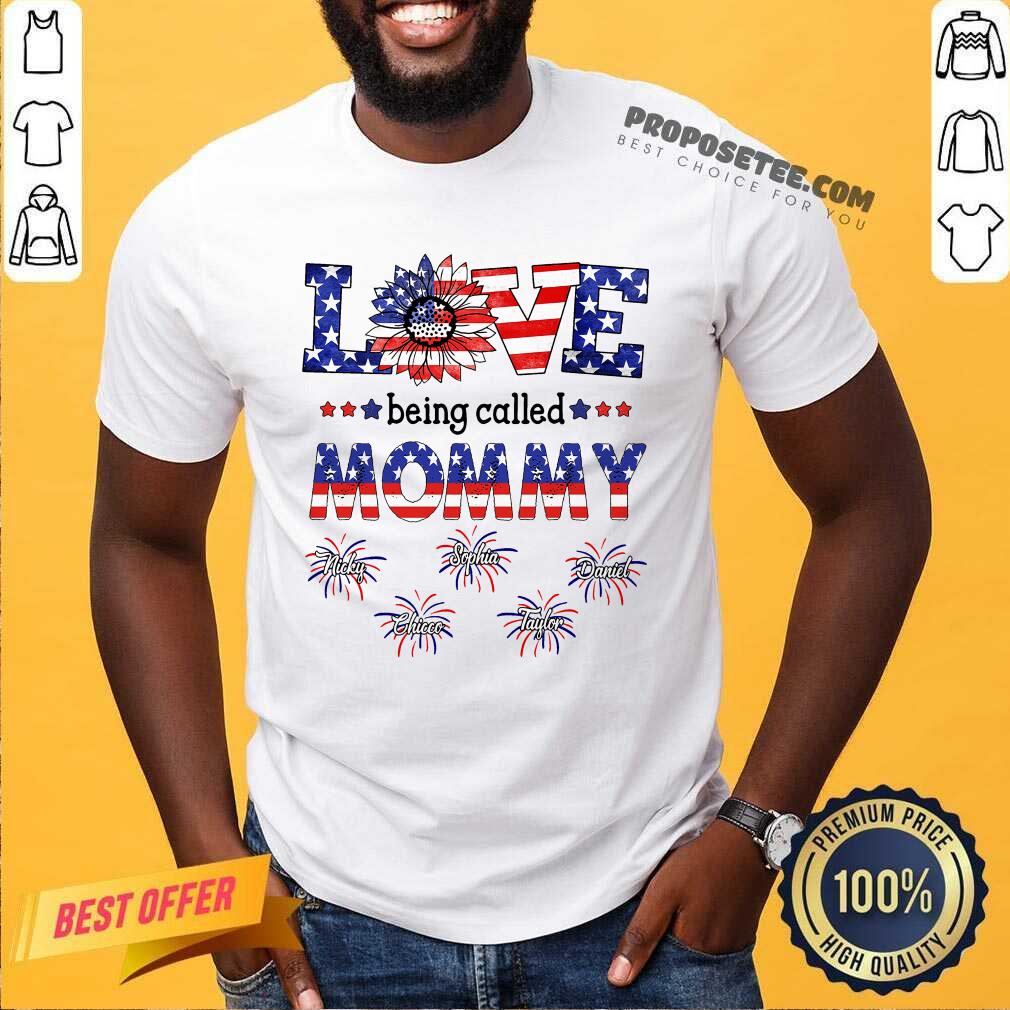Sunflower Love Being Called Mommy American Flag Shirt