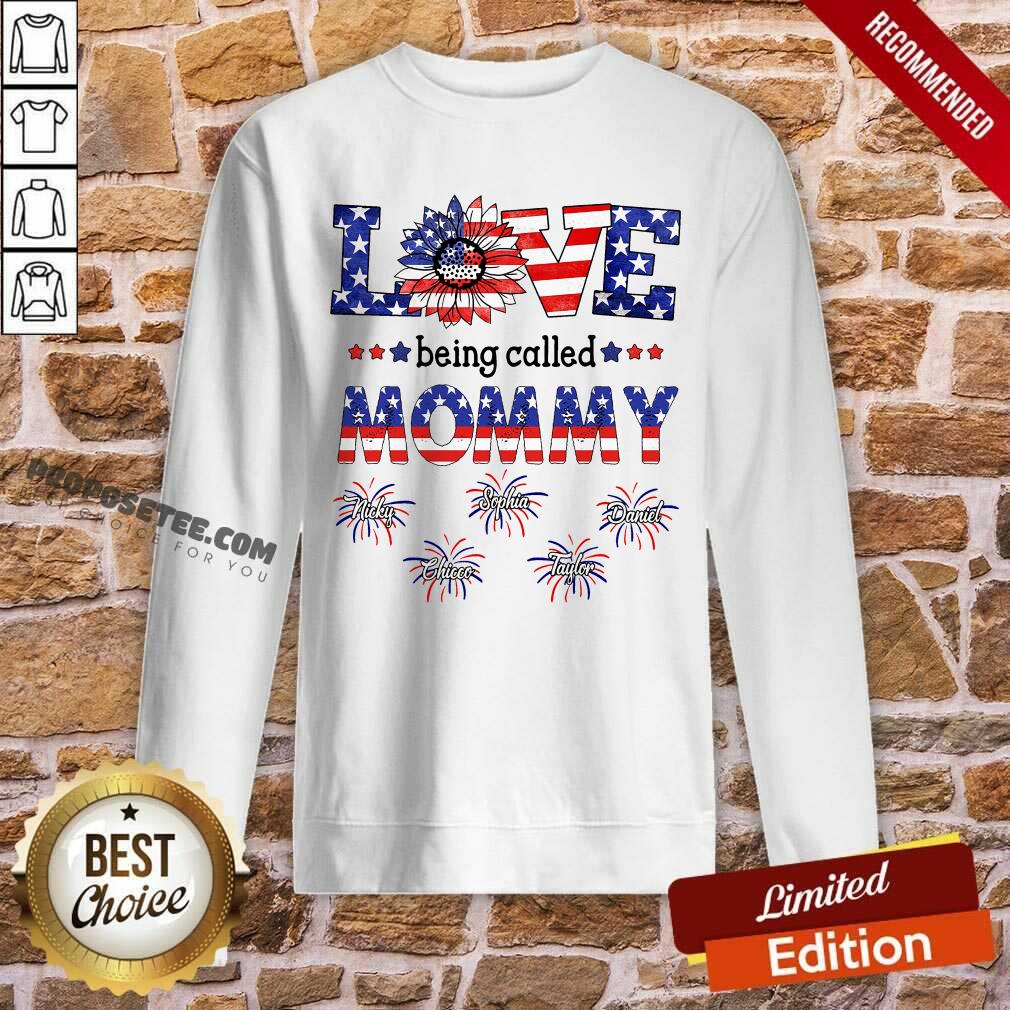 Sunflower Love Being Called Mommy American Flag Shirt - Image 5