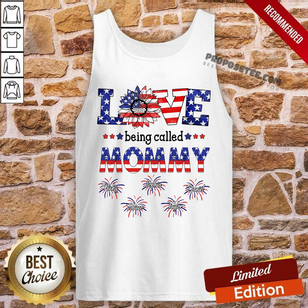 Sunflower Love Being Called Mommy American Flag Shirt - Image 3