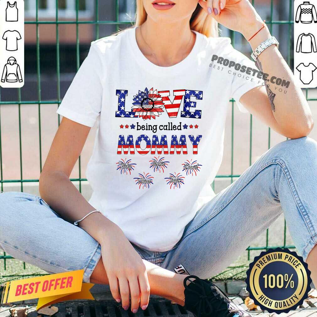 Sunflower Love Being Called Mommy American Flag Shirt - Image 4