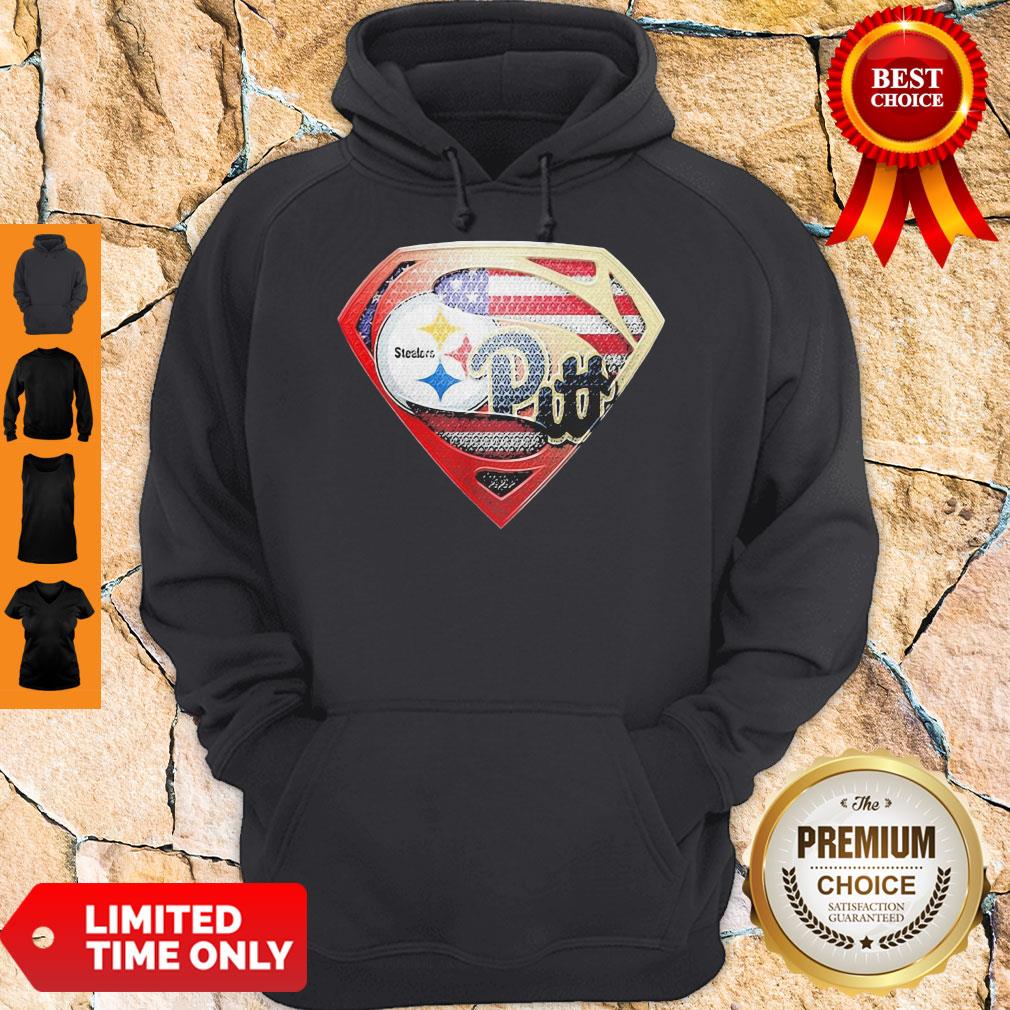 Superman Pittsburgh Steelers Vs Pittsburgh Penguins American Flag Independence Day Shirt - Image 5