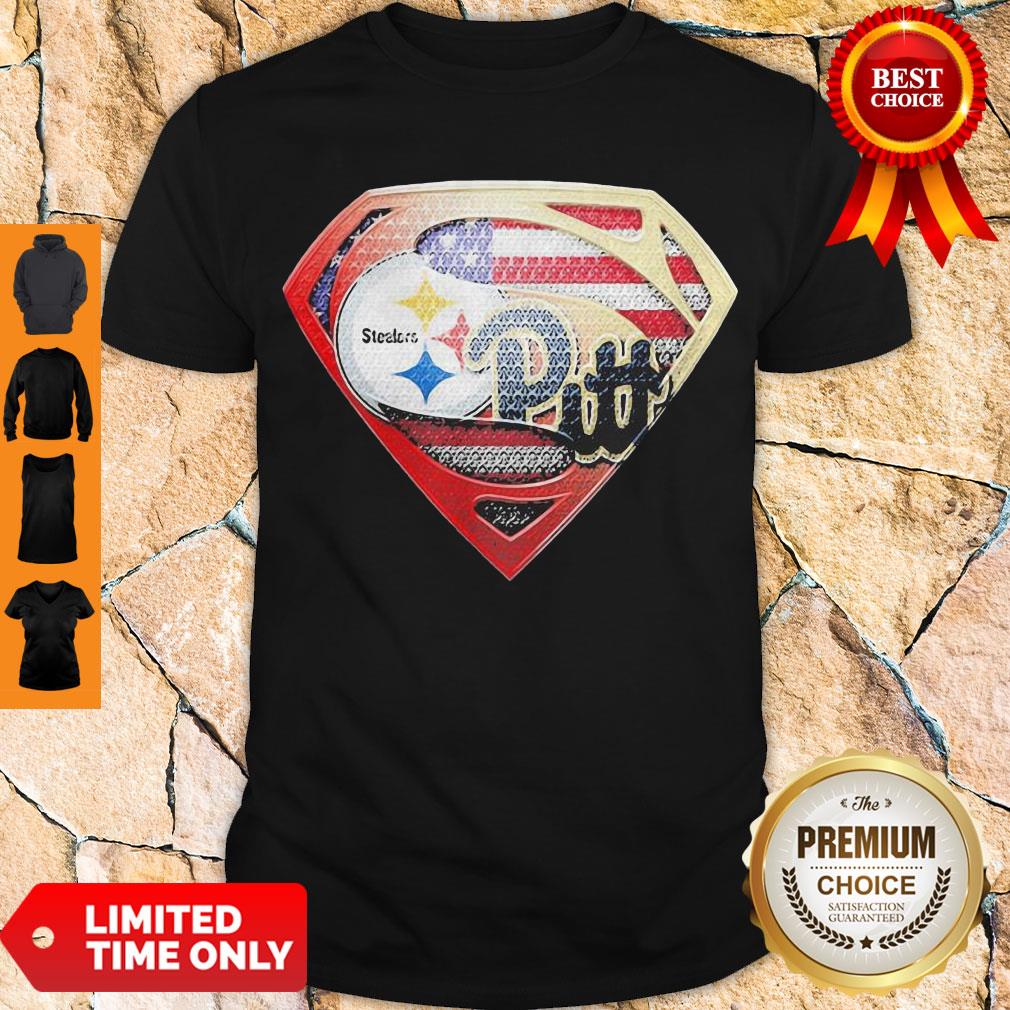 Superman Pittsburgh Steelers Vs Pittsburgh Penguins American Flag Independence Day Shirt
