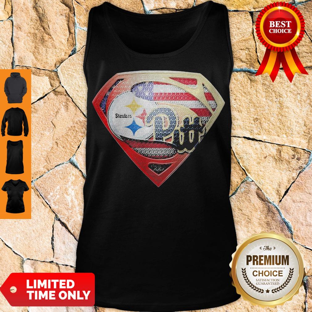 Superman Pittsburgh Steelers Vs Pittsburgh Penguins American Flag Independence Day Shirt - Image 3
