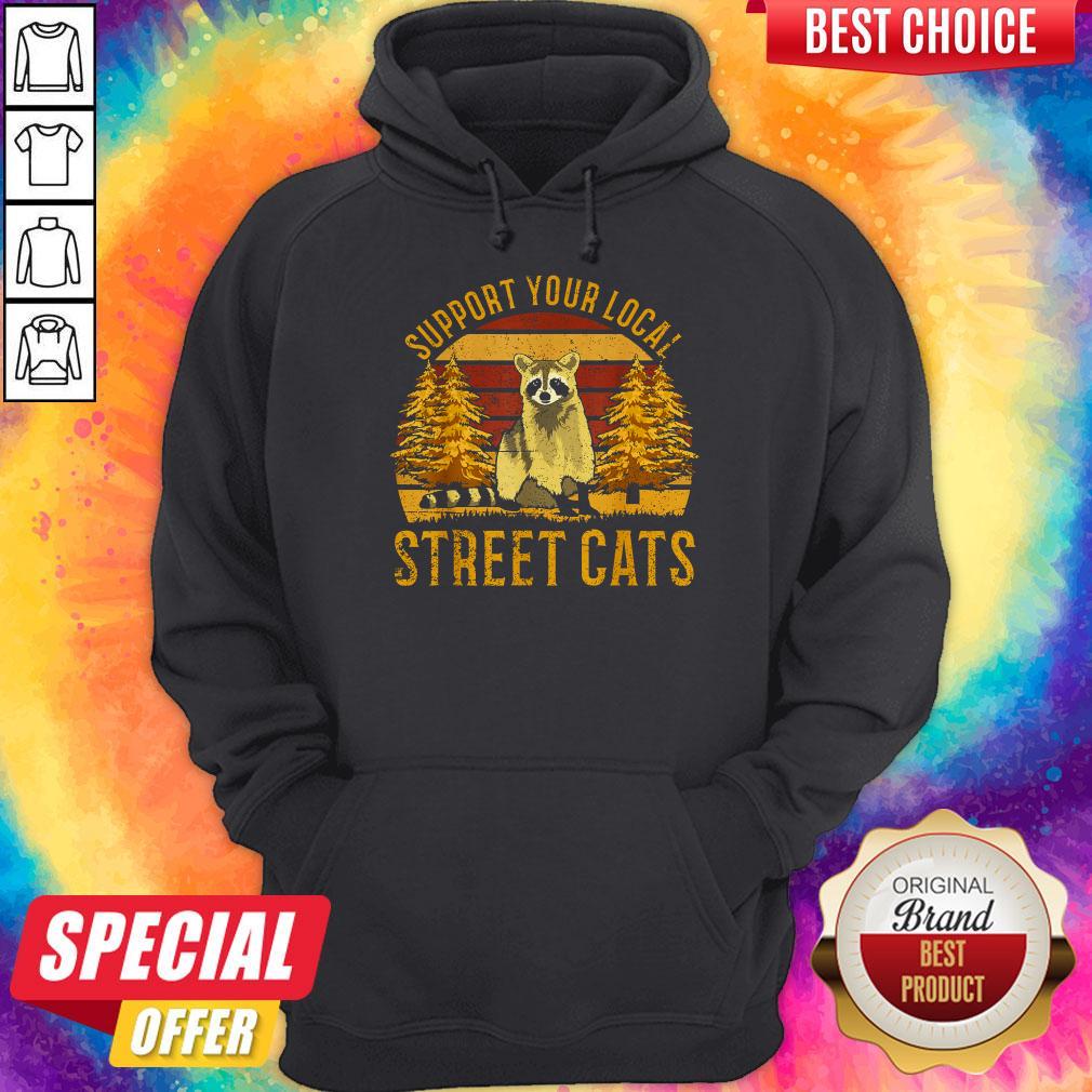 Support Your Local Street Cats Raccoon Sunset Shirt - Image 2
