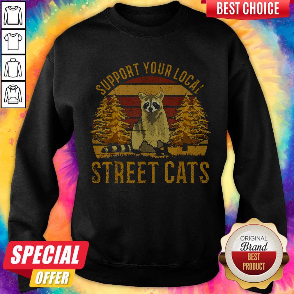 Support Your Local Street Cats Raccoon Sunset Shirt - Image 5