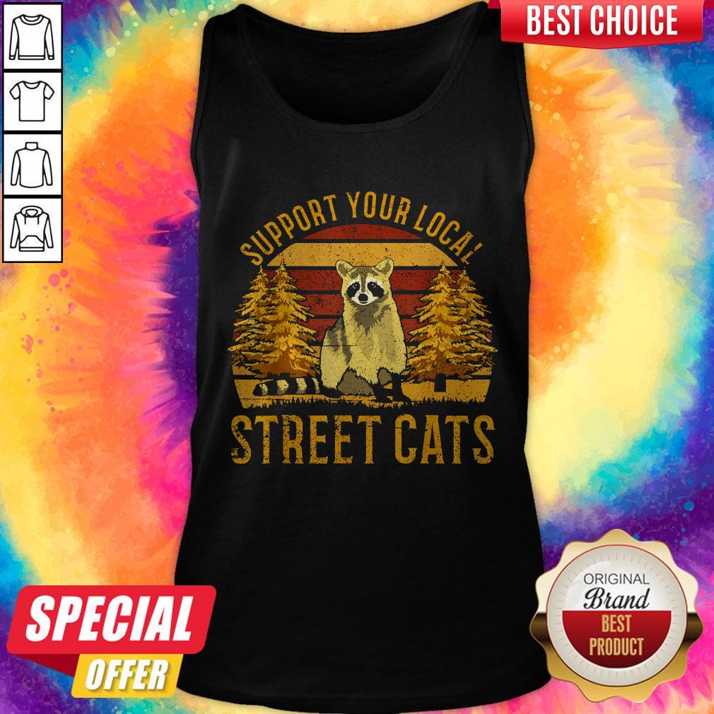 Support Your Local Street Cats Raccoon Sunset Shirt - Image 4
