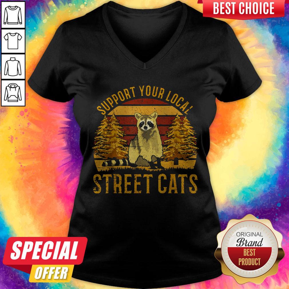 Support Your Local Street Cats Raccoon Sunset Shirt - Image 3