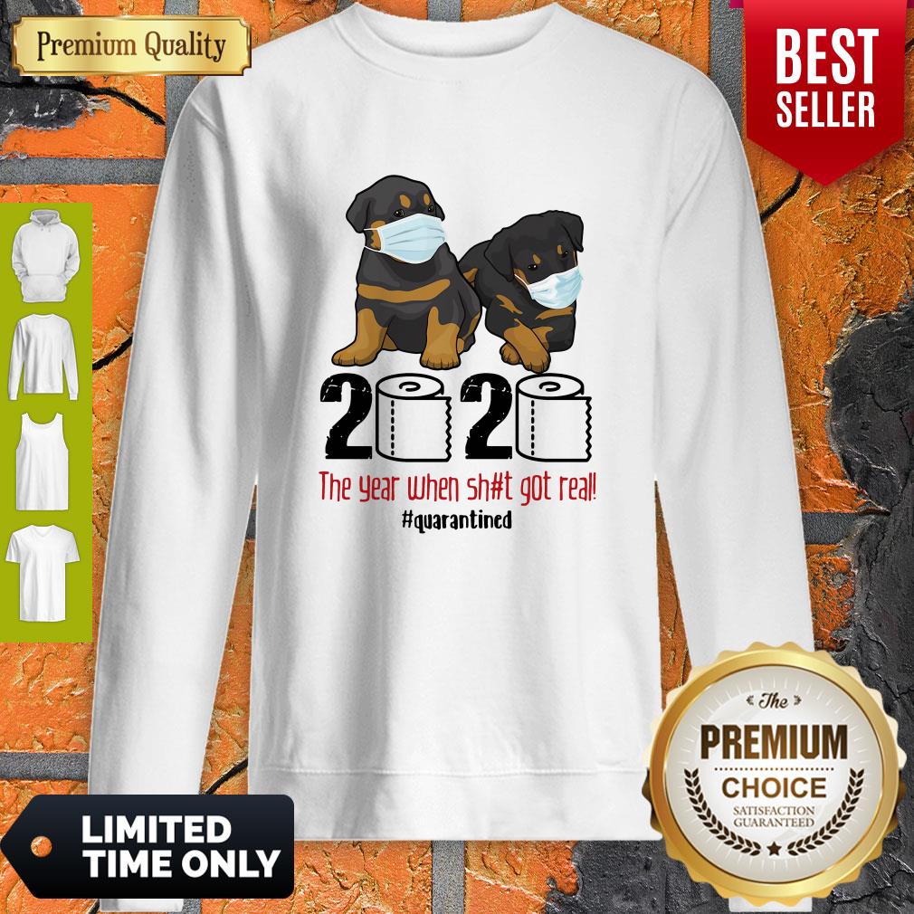 Top Rottweiler Face Mask 2020 The Year When Shit Got Real Quarantined Shirt - Image 3