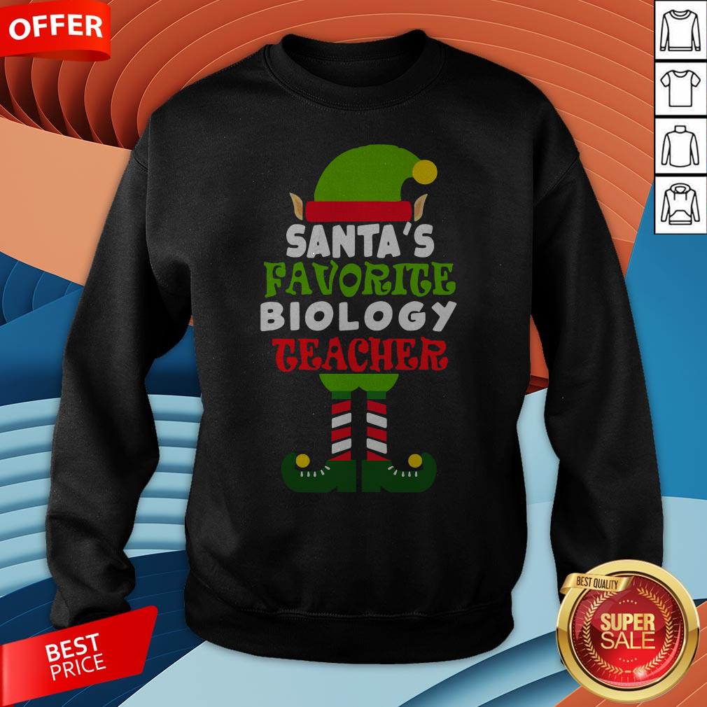 Santas Favorite Biology Teacher Elf Christmas Shirt - Image 4