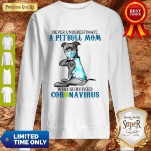Alternative view of Official Never Underestimate A Pitbull Mom Who Survived Coronavirus Shirt