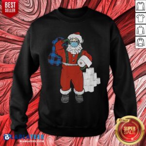 Alternative view of Funny Santa With Face Mask And Toilet Paper Christmas Shirt