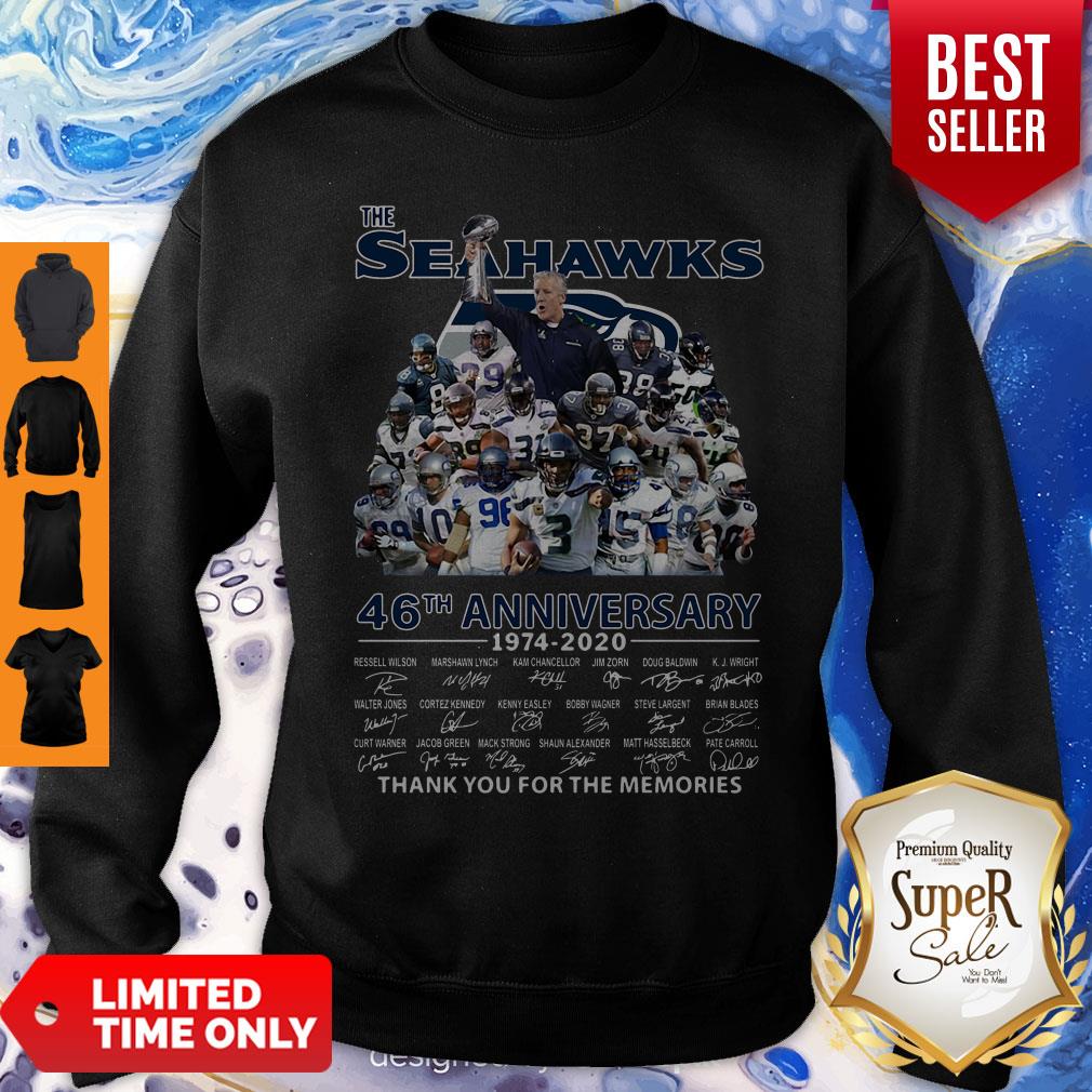 The Seattle Seahawks 46th Anniversary 1974 2020 Thank You For The Memories Signatures Shirt - Image 5