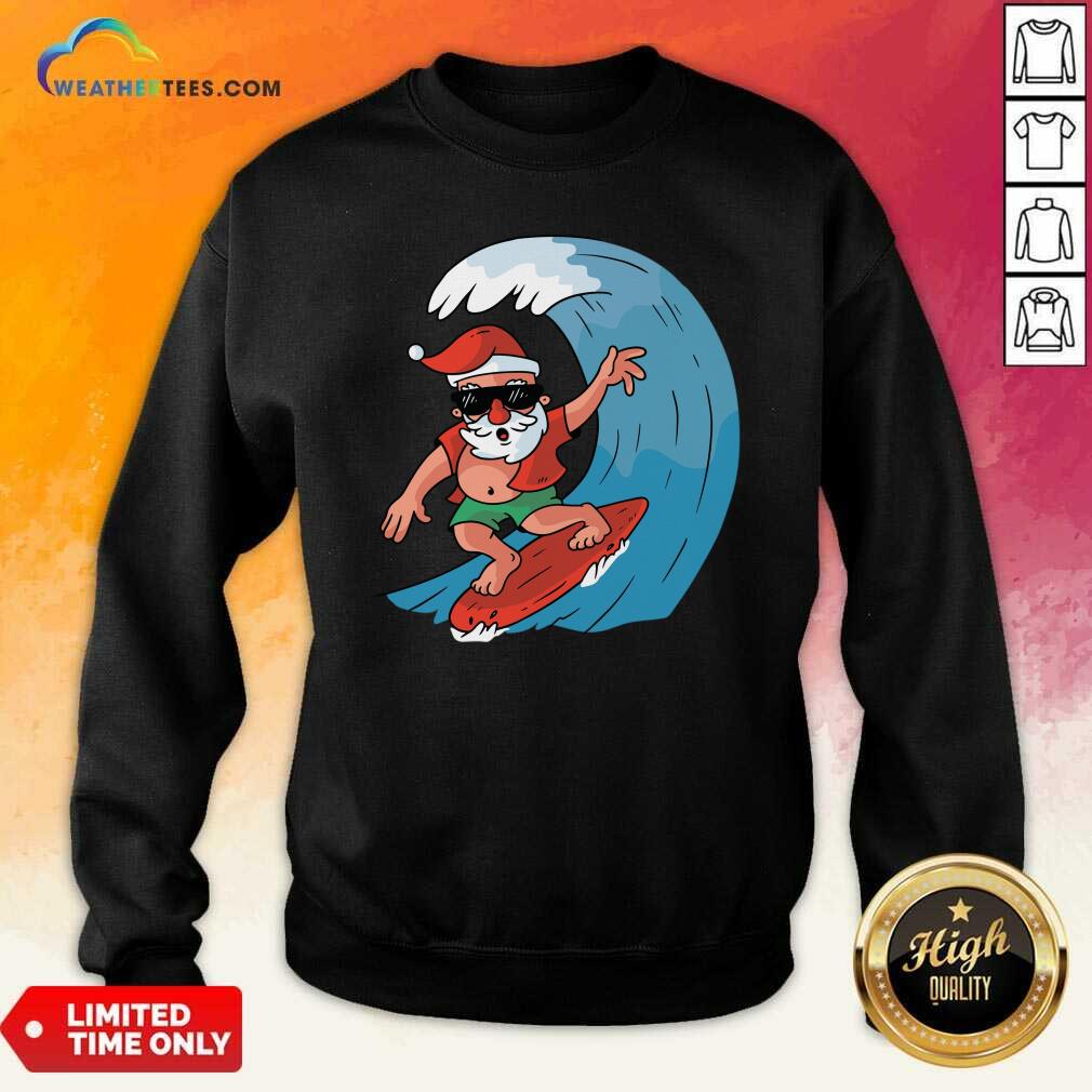Premium Santa Surfing Christmas Shirt - Image 2