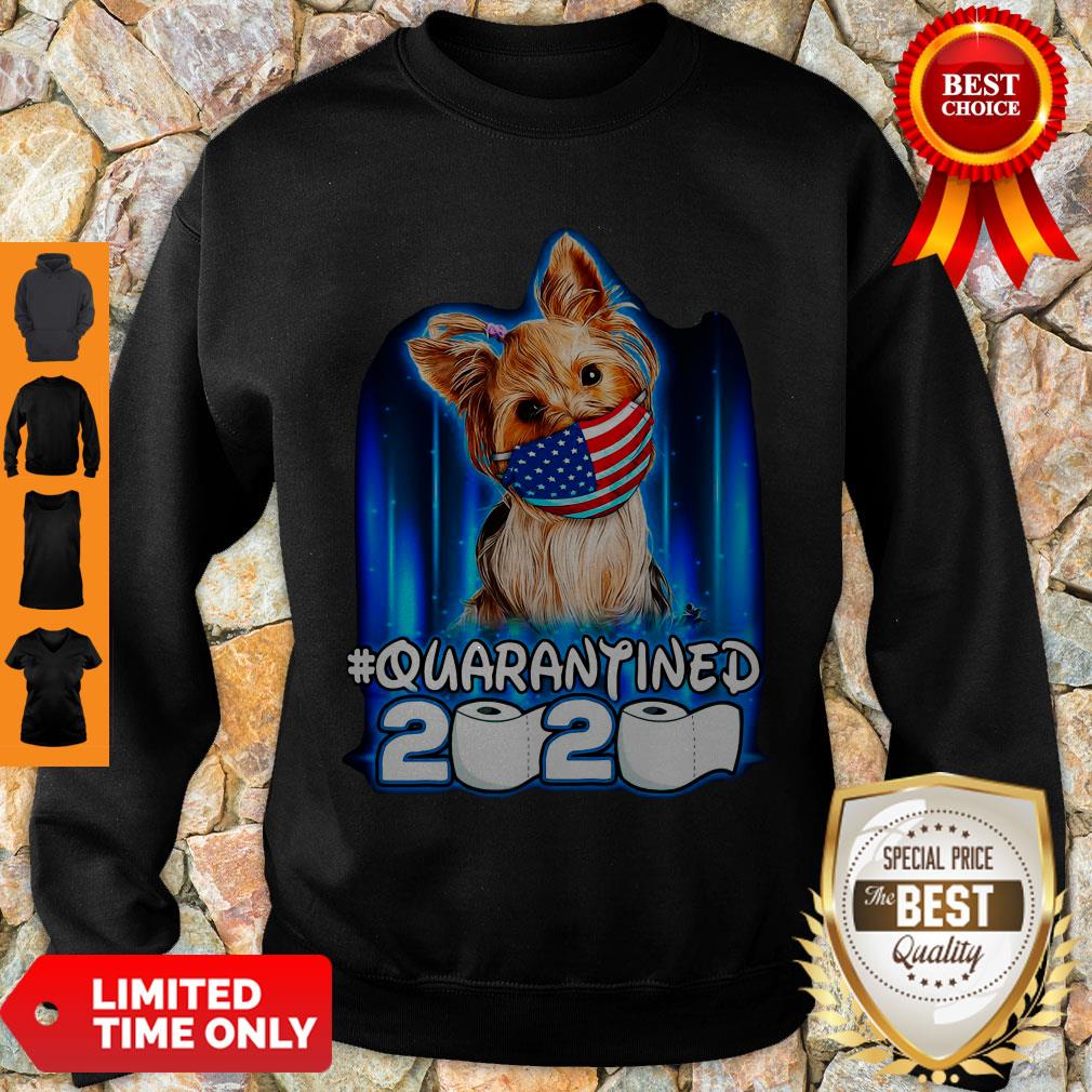 Funny Yorkshire Terrier Face Mask American Flag Quarantined 2020 Toilet Paper Shirt - Image 4