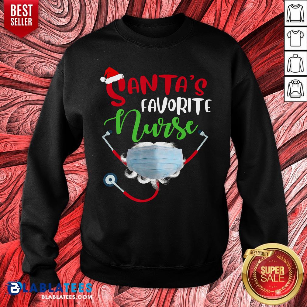 Santa’s Favorite Nurse Mask Quarantine Christmas 2020 Shirt - Image 5