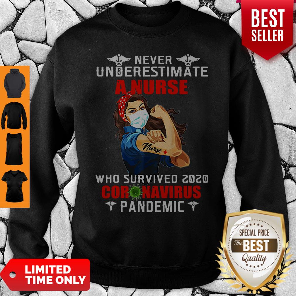 Strong Girl Never Underestimate A Nurse Who Survived 2020 Coronavirus Pandemic Shirt - Image 5
