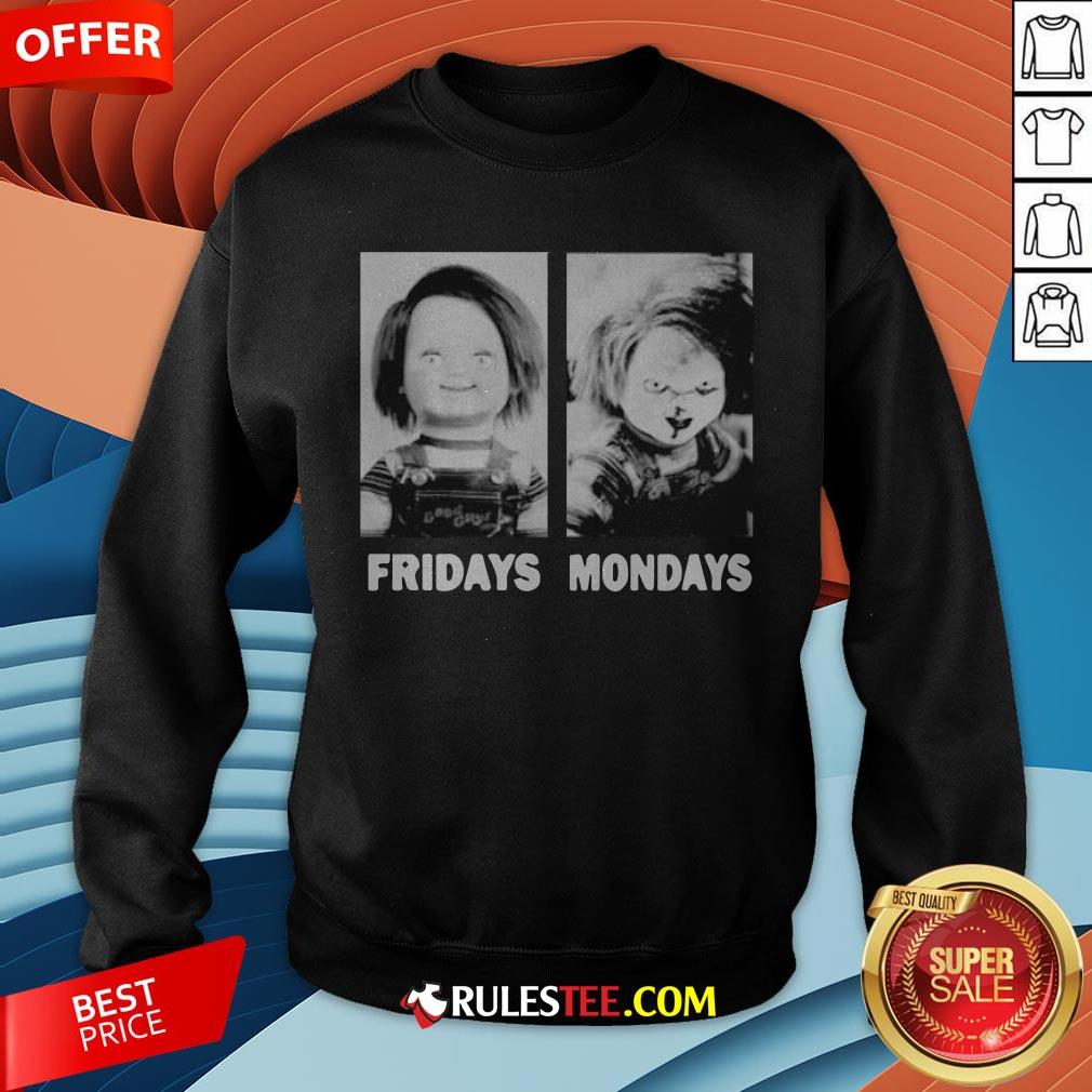 Chucky Doll Fridays And Mondays Halloween Shirt - Image 5