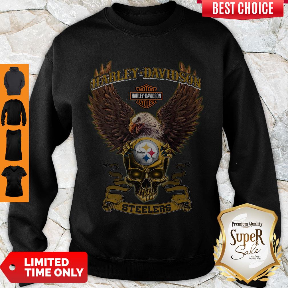 Pro Eagle Skull Harley-Davidson Pittsburgh Steelers Shirt - Image 4