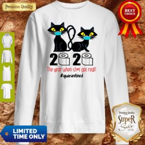 Alternative view of Premium Black Cats 2020 The Year When Shit Got Real #Quarantined Toilet Paper Shirt
