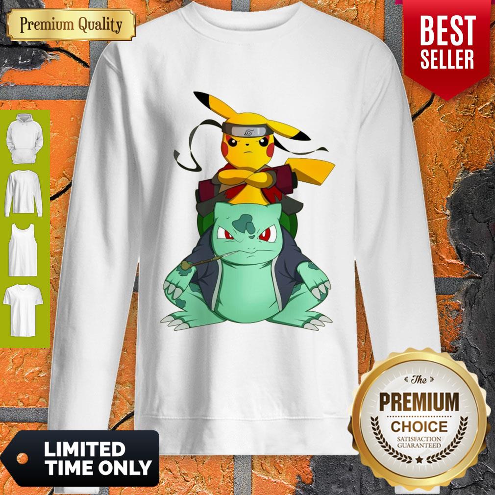 Pretty Pokemon Pikachu And Bulbasaur Mashup Naruto Jiraiya Shirt - Image 5