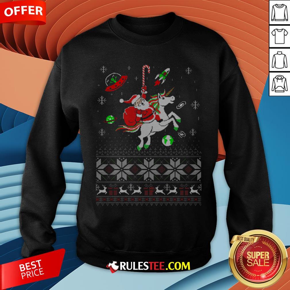 Colorful Santa Unicorn Ugly Christmas Shirt - Image 5