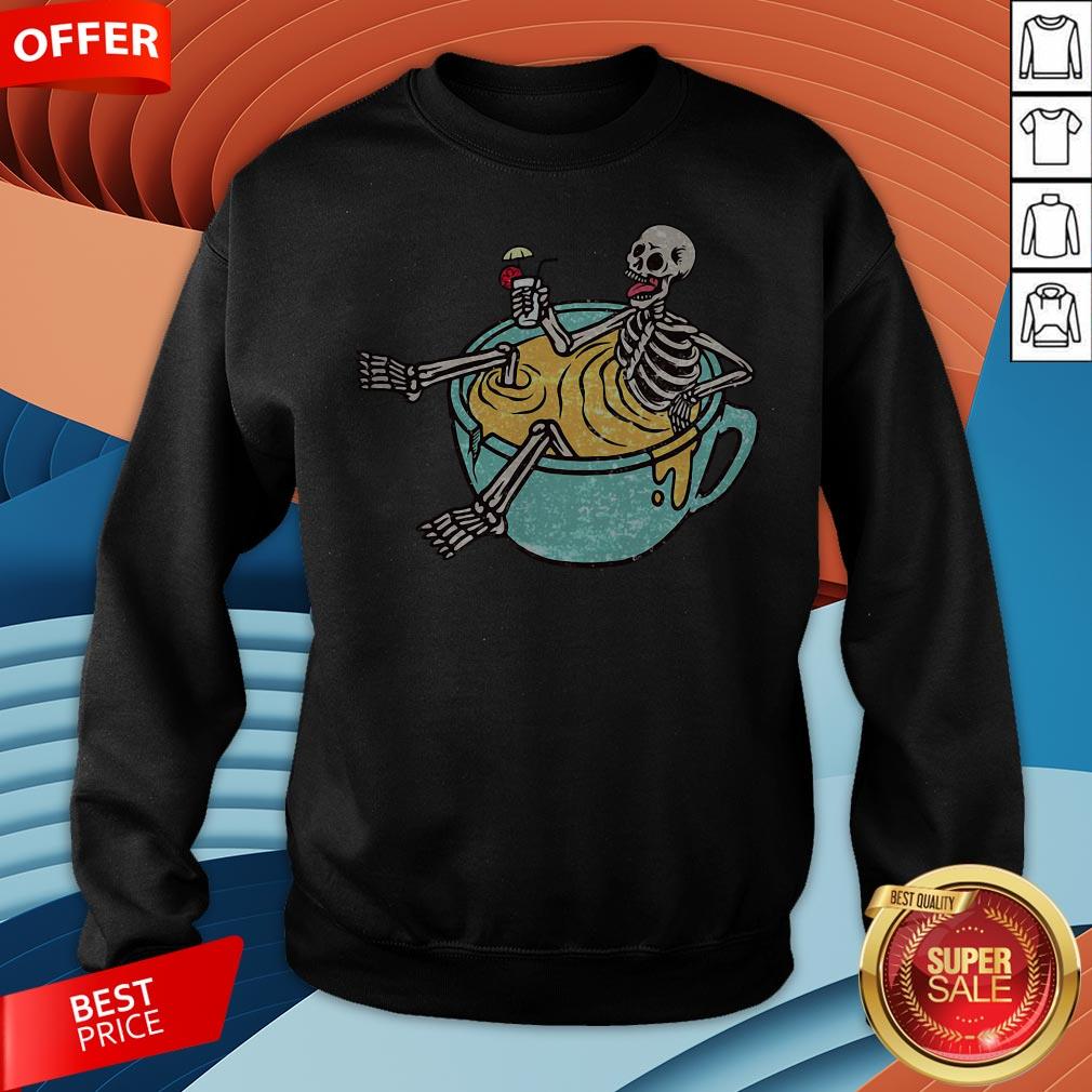 Skeleton Drinking Coffee Dia De Los Muertos Day Dead Halloween Shirt - Image 5