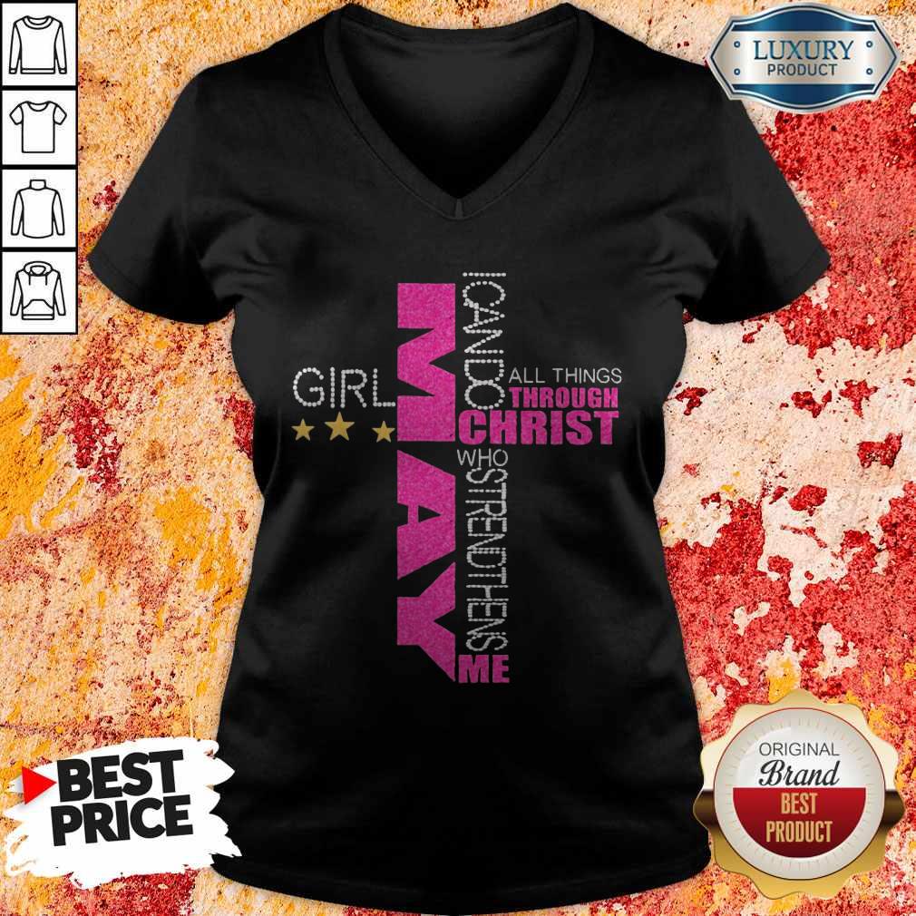 Sweet I Can Do All Things Through Christ Who Strengthens Me May Girl Diamond Shirt - Image 2