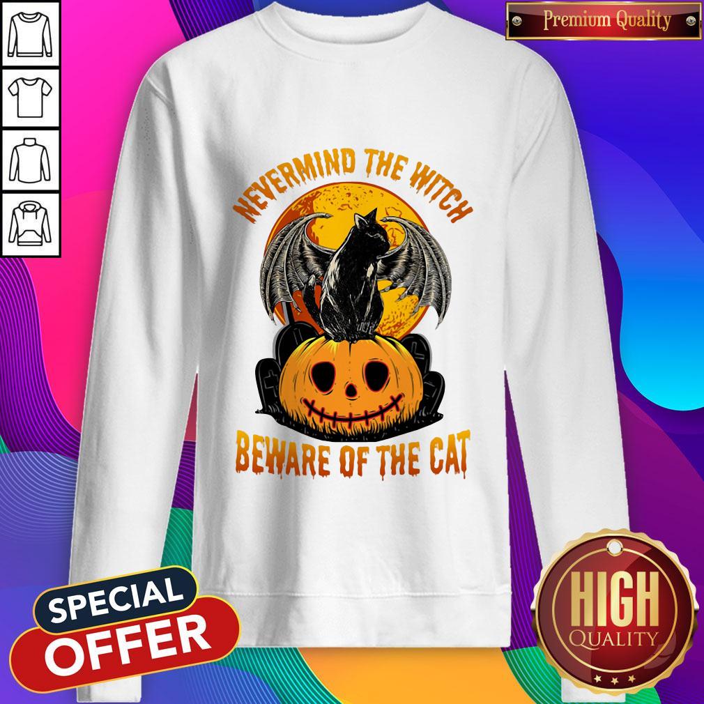 Sweet Nevermind The Witch Beware Of The Cat Halloween Shirt - Image 4