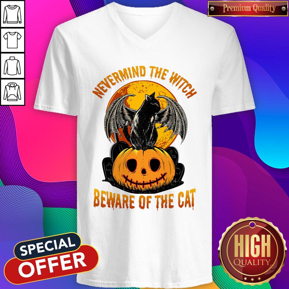 Sweet Nevermind The Witch Beware Of The Cat Halloween Shirt - Image 2