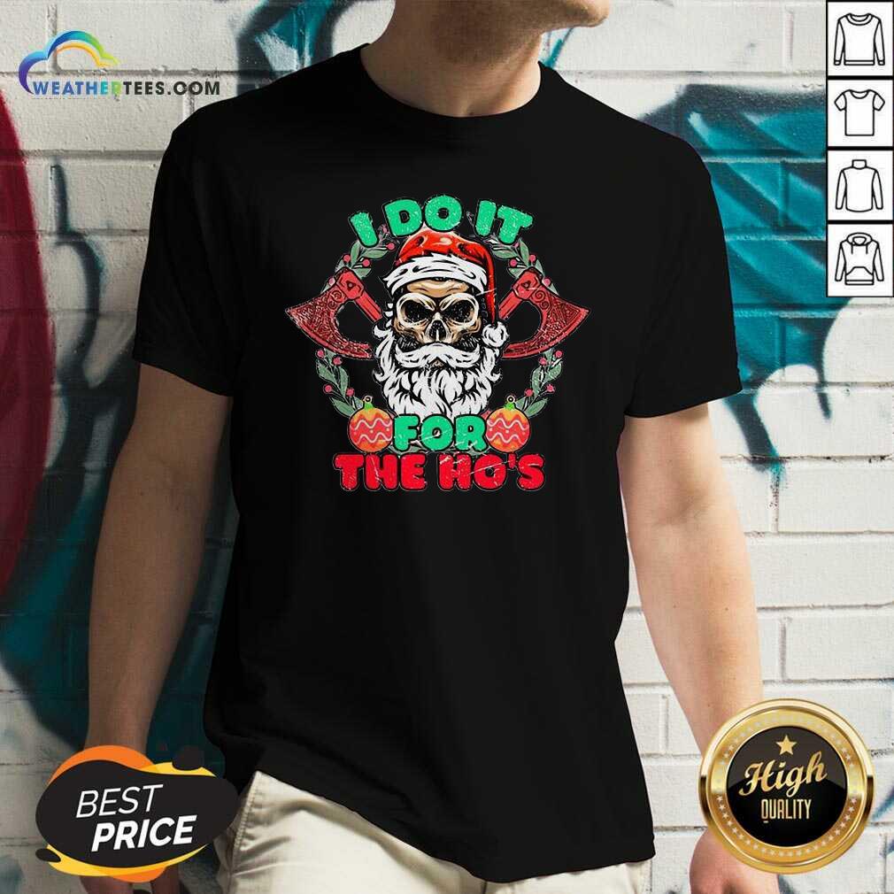 Sweety Skull Santa Claus I Do It For The Hos Merry Christmas Shirt - Image 3