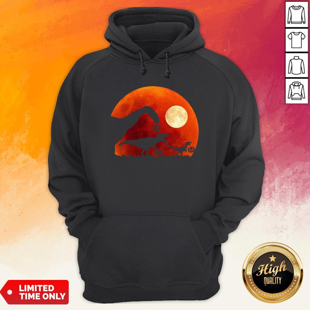 T Rex Dinosaur Pumpkin Halloween Moon Shirt - Image 2