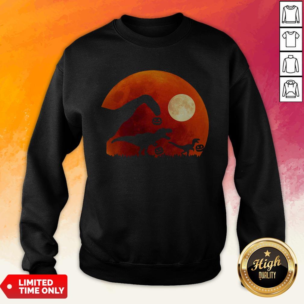 T Rex Dinosaur Pumpkin Halloween Moon Shirt - Image 5