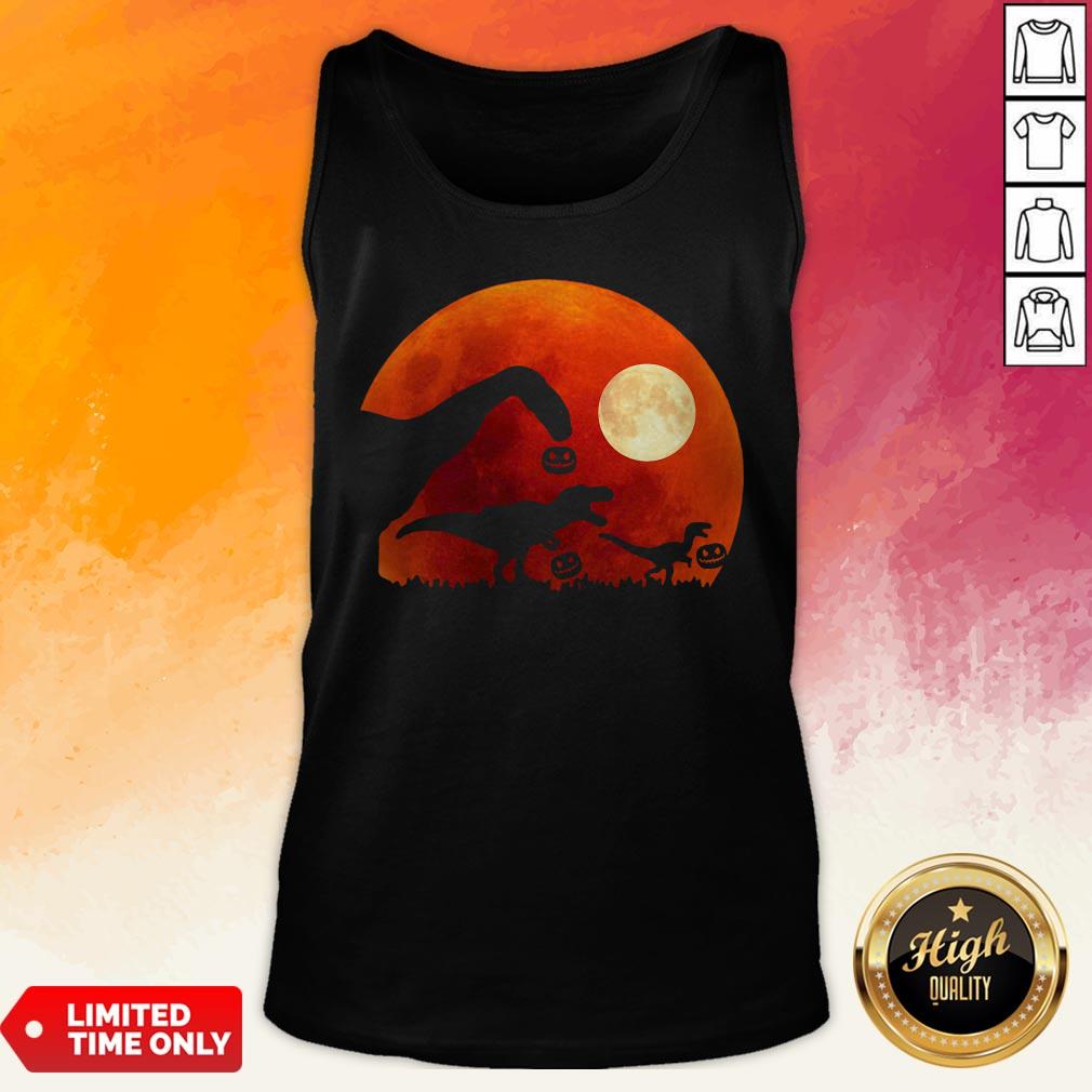 T Rex Dinosaur Pumpkin Halloween Moon Shirt - Image 4