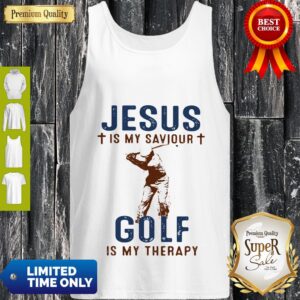 Alternative view of Awesome Jesus Is My Savior Golf Is My Therapy Shirt