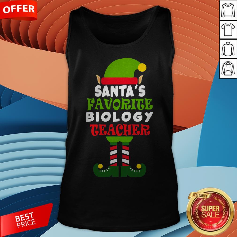 Santas Favorite Biology Teacher Elf Christmas Shirt - Image 5