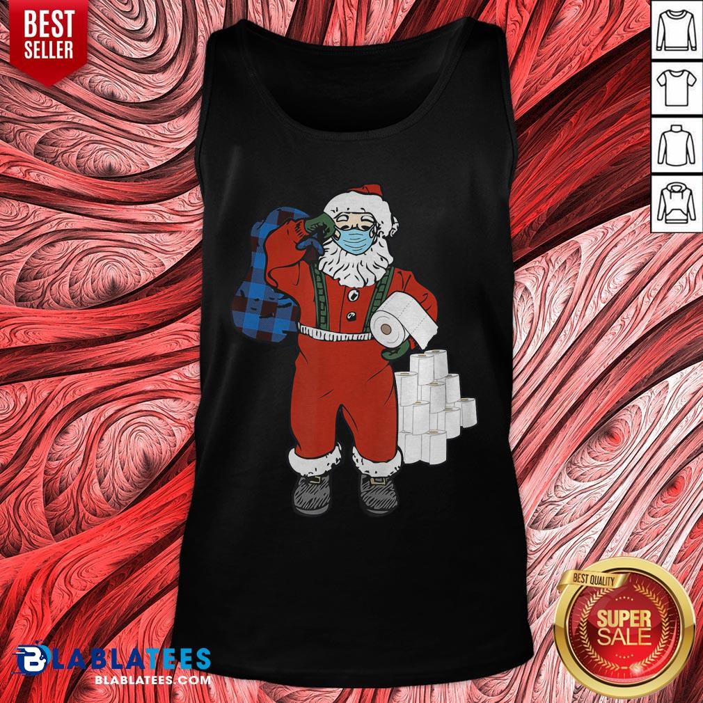 Funny Santa With Face Mask And Toilet Paper Christmas Shirt - Image 4