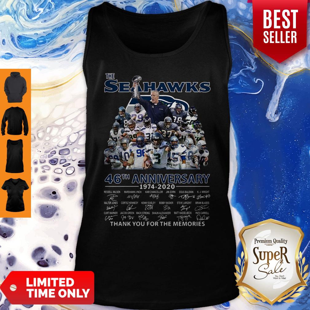 The Seattle Seahawks 46th Anniversary 1974 2020 Thank You For The Memories Signatures Shirt - Image 4
