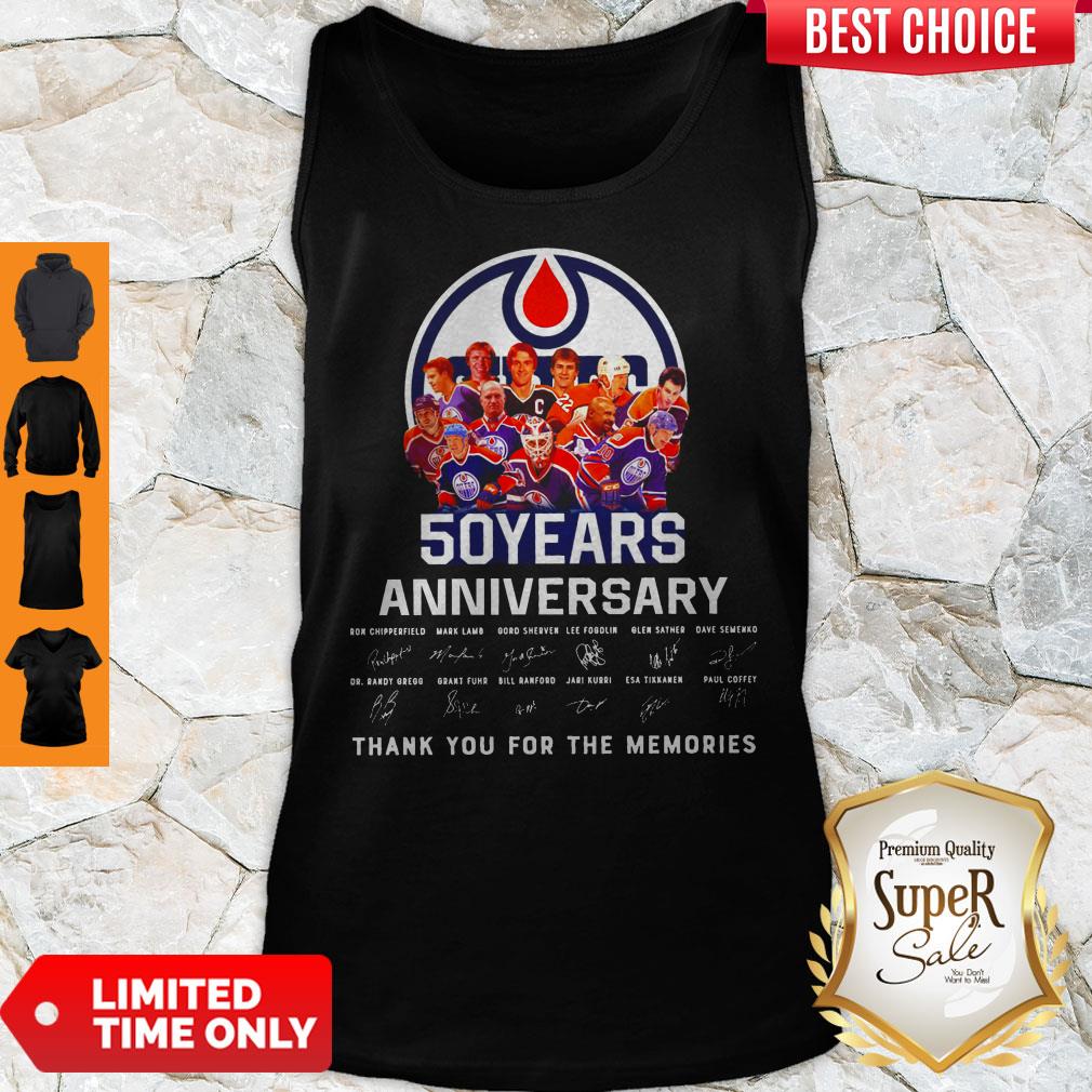 Edmonton Oilers 50 Years Anniversary Signature Shirt - Image 4