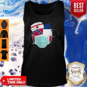 Alternative view of Apple Nurse Stethoscope Mississippi Flag Covid-19 Shirt