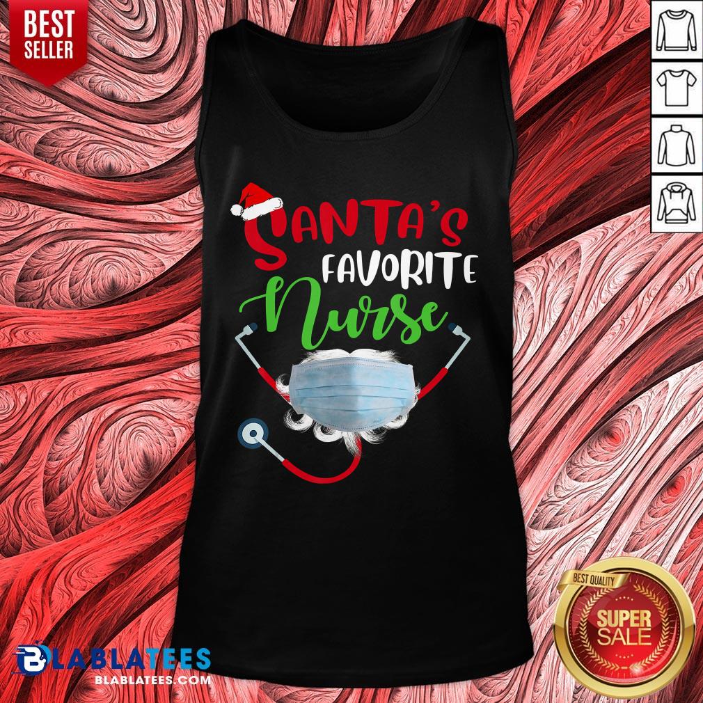Santa’s Favorite Nurse Mask Quarantine Christmas 2020 Shirt - Image 2