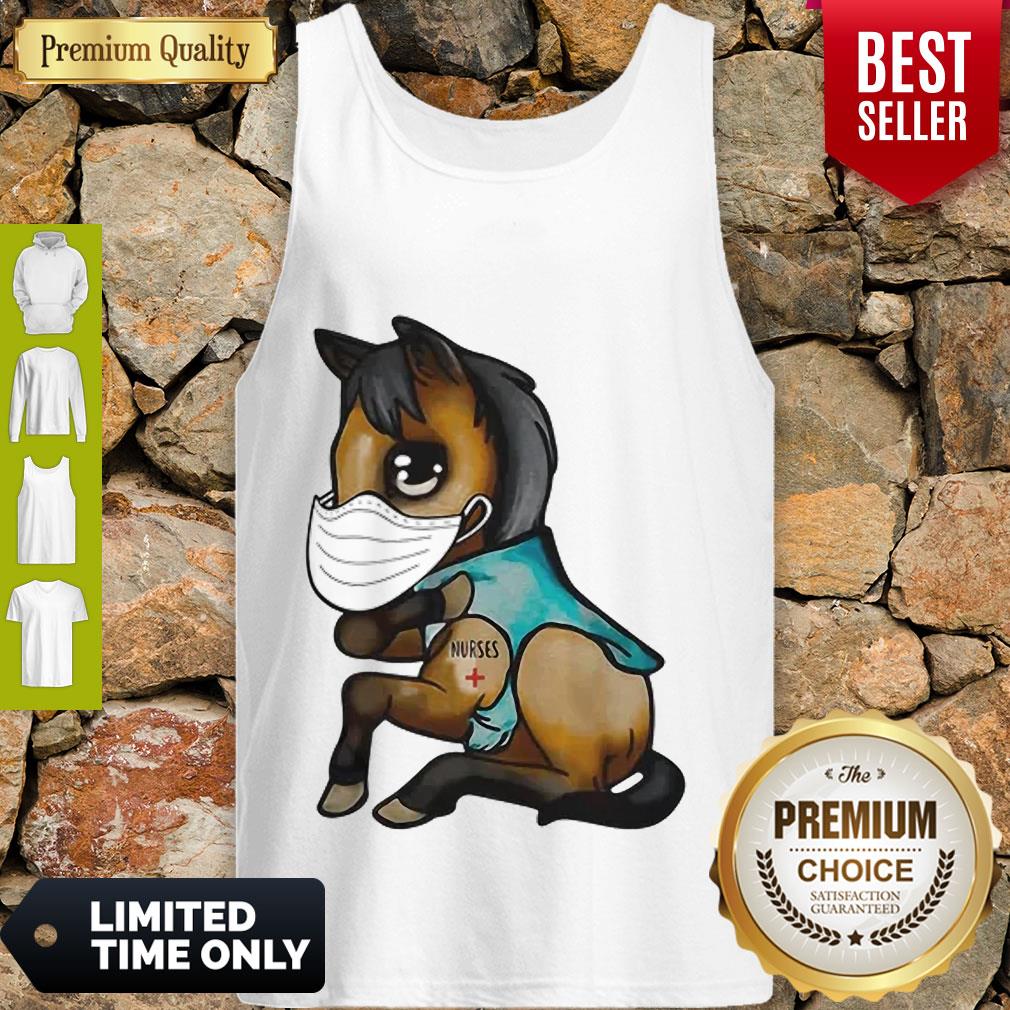 Good Horse Mask Nurse Tattoos Coronavirus Shirt - Image 4
