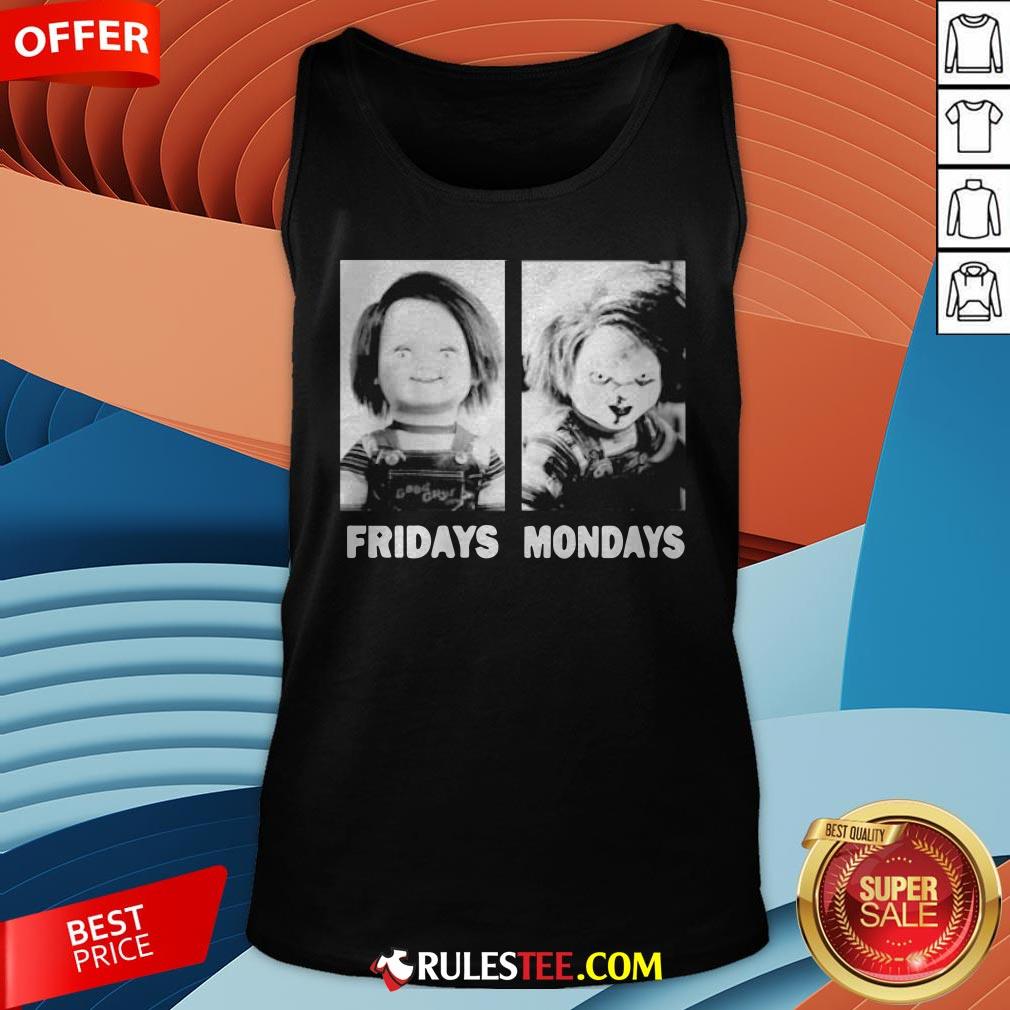 Chucky Doll Fridays And Mondays Halloween Shirt - Image 2