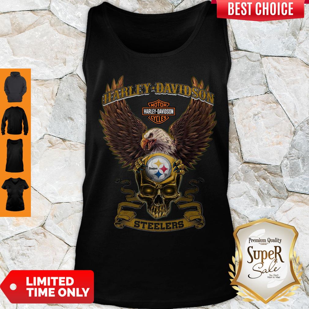 Pro Eagle Skull Harley-Davidson Pittsburgh Steelers Shirt - Image 3