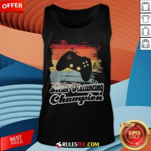 Alternative view of Social Distancing Champion Gaming Controller Vintage Retro Shirt