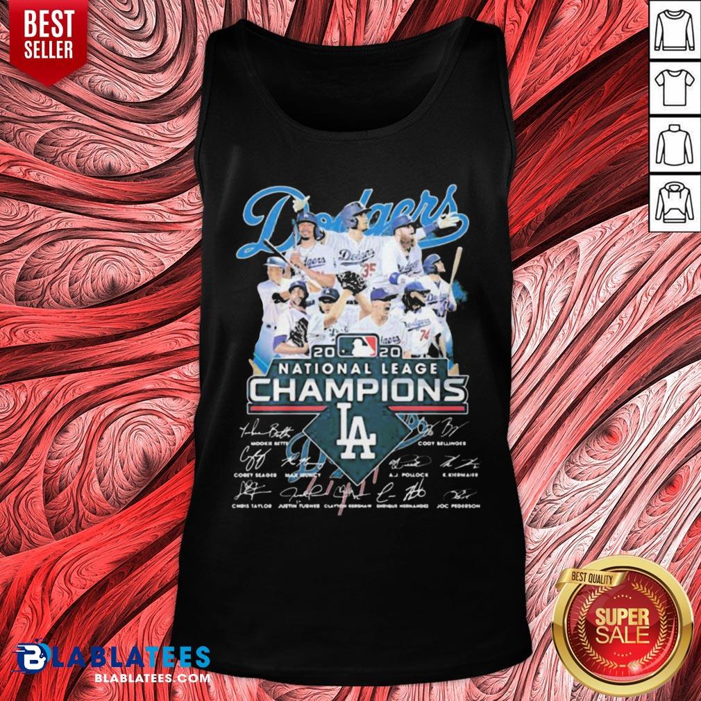 Pretty Los Angeles Dodgers Baseball 2020 National League Champions Signatures Shirt - Image 4