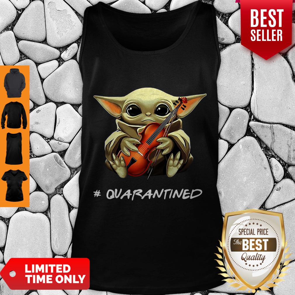Pretty Baby Yoda Mask Violin #Quarantined Coronavirus Shirt - Image 2