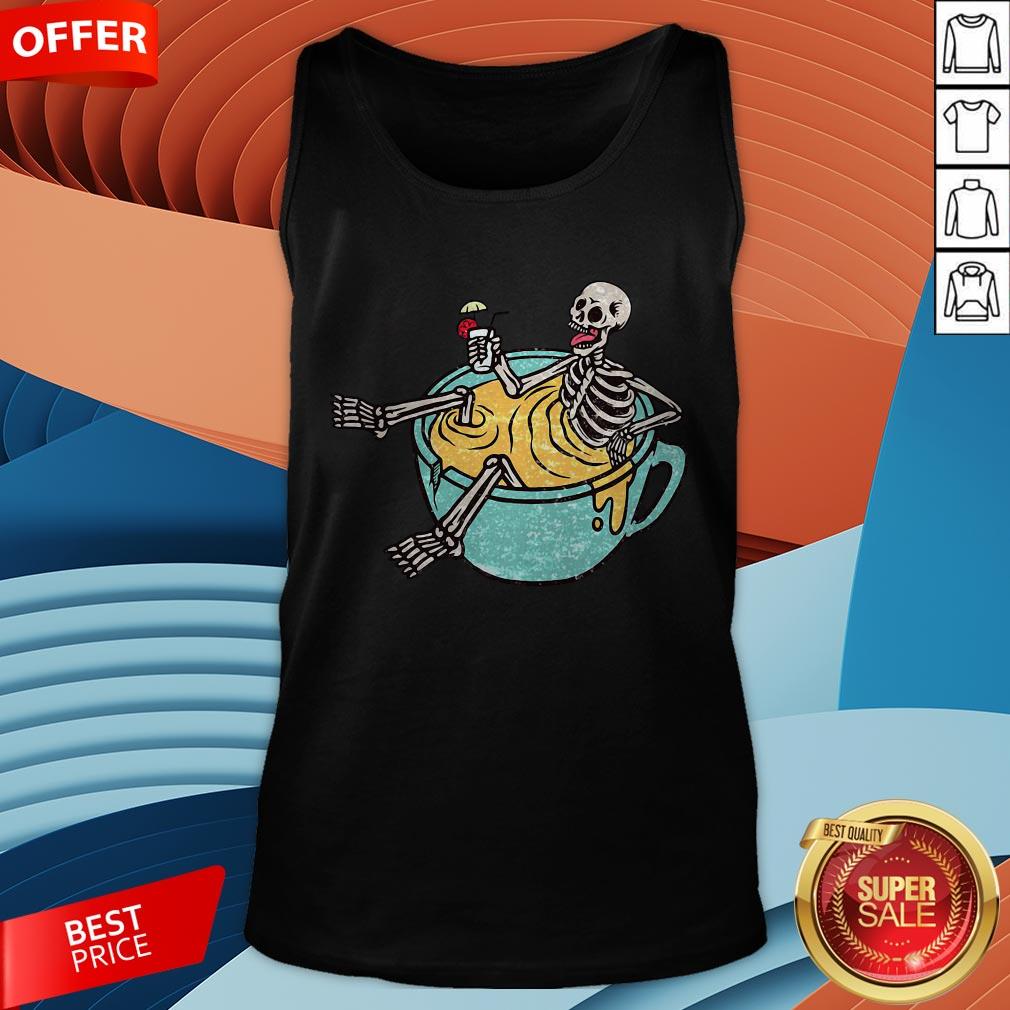 Skeleton Drinking Coffee Dia De Los Muertos Day Dead Halloween Shirt - Image 2