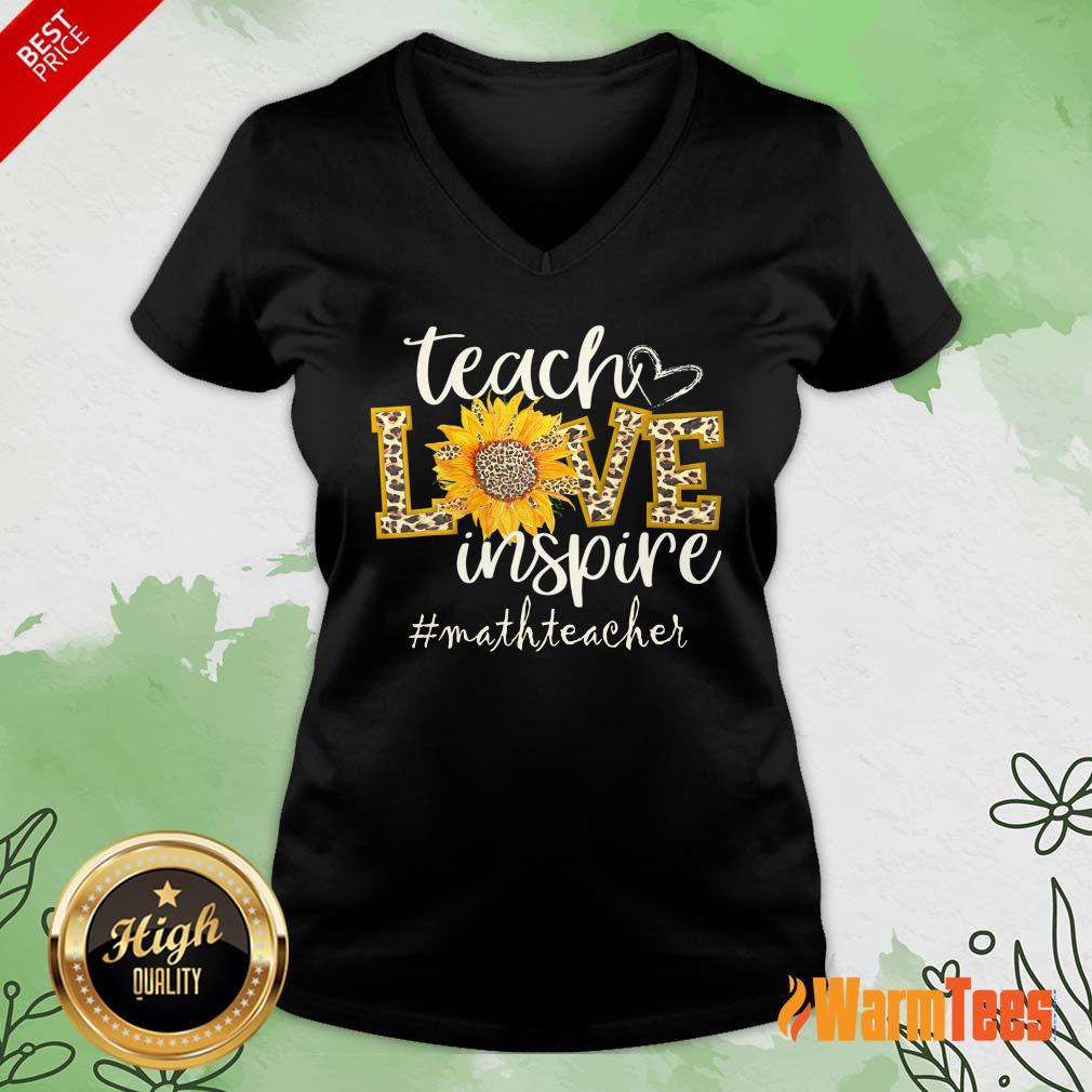 Teach Love Inspire Sunflower Math Teacher Shirt - Image 5